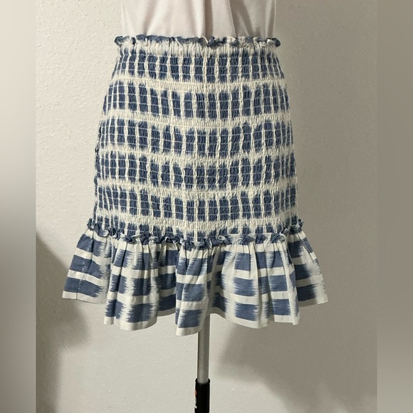 EUC Veronica Beard Aloya Smocked Skirt - Ecru Multi - Size Small - Picture 5 of 13